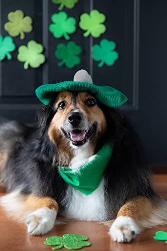 St Patricks Day Decorations, Lucky Shamrock Garland Banner, Patrick's Day Burlap Banners with 4 Glitter Shamrock Garland - NO DIY