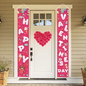 valentine’s day decorations porch sign for front door gatherfun red pink love heart outdoor home porch décor banner welcome sign background for valentine’s day party