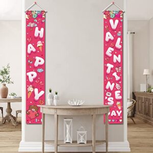 Valentine's Day Decorations Porch Sign for Front Door Gatherfun Red Pink Love Heart Outdoor Home Porch Décor Banner Welcome Sign Background for Valentine's Day Party