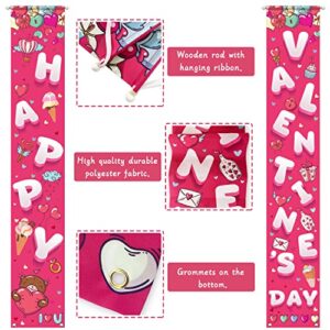 Valentine's Day Decorations Porch Sign for Front Door Gatherfun Red Pink Love Heart Outdoor Home Porch Décor Banner Welcome Sign Background for Valentine's Day Party