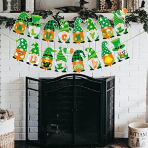 JKQ St. Patrick's Day Gnomes Banner Saint Patrick's Day Lucky Shamrock Beers Gold Coins Gnome Garland Banner Irish Lucky Day Gnome Decorations St. Patty's Day Wedding Birthday Party Supplies