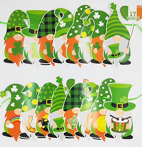 JKQ St. Patrick's Day Gnomes Banner Saint Patrick's Day Lucky Shamrock Beers Gold Coins Gnome Garland Banner Irish Lucky Day Gnome Decorations St. Patty's Day Wedding Birthday Party Supplies