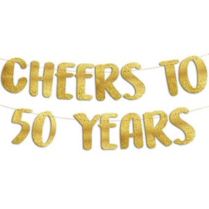 cheers to 50 years gold glitter banner – 50th anniversary and birthday party decorations