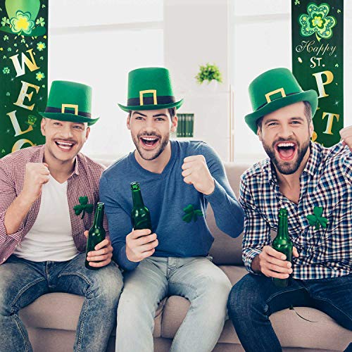 St. Patrick Day Decoration Set Happy St. Patrick's Day Porch Sign Welcome Banner Shamrock Clover Flag Hanging Decoration for Indoor/Outdoor Decoration Party (Color 9)