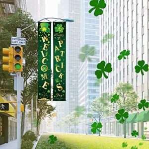 St. Patrick Day Decoration Set Happy St. Patrick's Day Porch Sign Welcome Banner Shamrock Clover Flag Hanging Decoration for Indoor/Outdoor Decoration Party (Color 9)