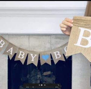 Shimmer Anna Shine BABY BOY Burlap Banner for Baby Shower Decorations and Gender Reveal Party (Blue)