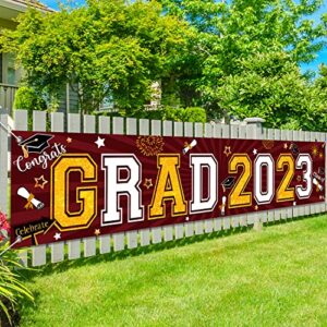 2023 graduation yard sign congrats grad lawn sign decorations giant maroon class of 2023 banner for graduation party supplies(maroon)