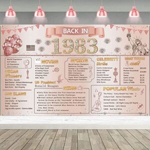 darunaxy rose gold back in 1983 banner, happy 40th birthday party decorations 40 year old backdrop party supplies pink and gold vintage 1983 birthday poster for girls photography background for women