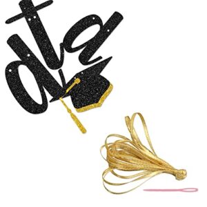 Maicaiffe Black Glitter Mastered It Banner - Master's Graduation Banner, Congrats Grad / Happy Graduation Sign - 2022 Graduation Party Decorations