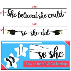 2023 Graduation Party Decorations Glitter Graduation Banners She Believed She Could So She Did Banner Graduation Party Supplies 2023 Grad Party Banner Decor for Girls Congrats Grad Banners 10Ft