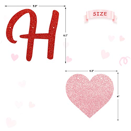 Happy Galentine's Day Banner Red Glitter Banner with Hearts Garland Valentines Decorations Girls Party Favors Ladies Celebrating Theme Breakfast Decor Galentines Photo Booth Props Valentine's Ideas Supplies