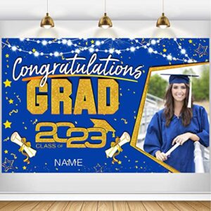 custom graduation party decorations 2023 – personalization large congrats grad banner -graduation backdrop banner blue(blue)