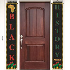 pudodo black history month porch banner african american afro national holiday front door sign wall hanging party decoration