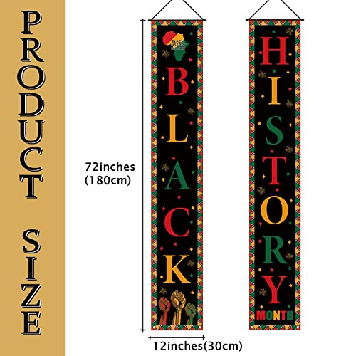 Happy Black History Month Porch Banner African American Decoration Front Door Sign Wall Hanging Party Fireplace Decorations and Supplies for Home Office