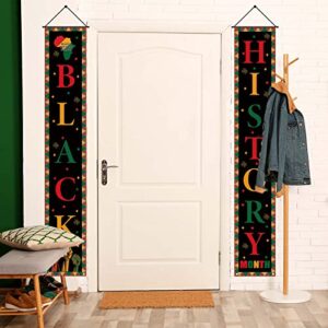 Happy Black History Month Porch Banner African American Decoration Front Door Sign Wall Hanging Party Fireplace Decorations and Supplies for Home Office