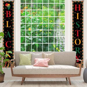 Happy Black History Month Porch Banner African American Decoration Front Door Sign Wall Hanging Party Fireplace Decorations and Supplies for Home Office