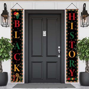 Happy Black History Month Porch Banner African American Decoration Front Door Sign Wall Hanging Party Fireplace Decorations and Supplies for Home Office