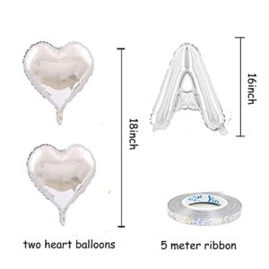 Kunggo Just Married Balloon Banner, 16 inch Quality WeddingBacheloretteBridal ShowerWedding Engagement Party Decors Supplies. (SILVER KIT)