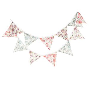 LOVENJOY Floral Fabric Bunting Banner Shabby Chic Tea Party Garland