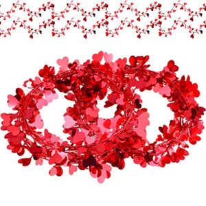 chuangdi 2 pieces red heart tinsel valentine’s day garlands heart shaped tinsel garlands valentines love hanging garlands decoration for wedding party valentine’s day decor