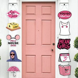 actom9yelte mean girls movie action sign cutouts banner, hanging door porch sign flags banners party decorations cardboard cutouts sign for outdoor indoor wall decor girls theme party favor supplies