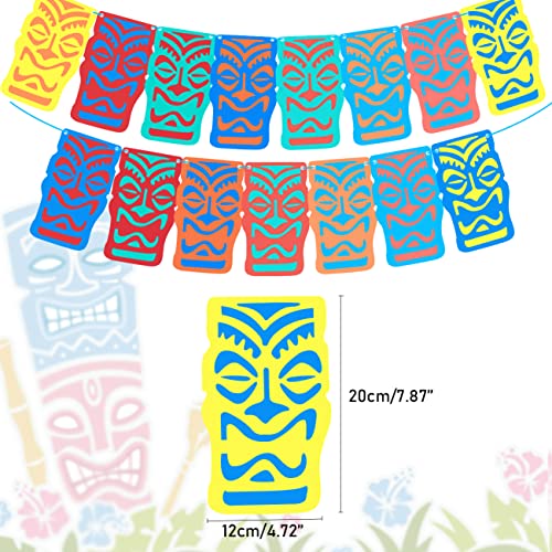 15 PCS Tiki Banner for Tropical Hawaiian Luau Party Decoration, Colorful Tiki Totem Garland Hawaiian Party Decorations Tropical Luau Birthday Party Supplies