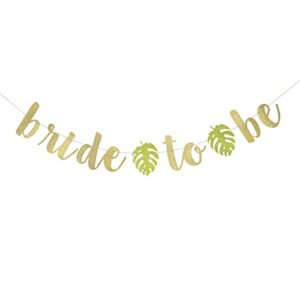 tropical bride to be banner – bridal shower decorations, beach bachelorette banner, luau bridal shower decor, gold glitter bridal shower banner, engagement party decorations