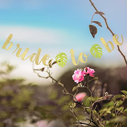 Tropical Bride to Be Banner - Bridal Shower Decorations, Beach Bachelorette Banner, Luau Bridal Shower Decor, Gold Glitter Bridal Shower Banner, Engagement Party Decorations