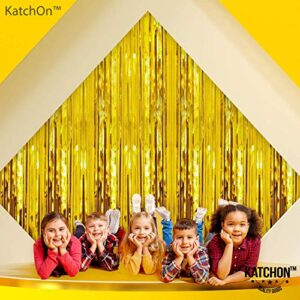 XtraLarge Gold Fringe Curtain Backdrop - 6.4x8 Feet, 2 Pieces | Happy New Year Banner - No DIY, 10 Feet | Backdrop for Happy New Year Decorations 2023 | New Years Eve Backdrop for NYE Decorations 2023