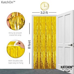 XtraLarge Gold Fringe Curtain Backdrop - 6.4x8 Feet, 2 Pieces | Happy New Year Banner - No DIY, 10 Feet | Backdrop for Happy New Year Decorations 2023 | New Years Eve Backdrop for NYE Decorations 2023