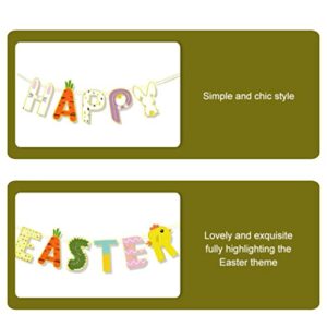 ABOOFAN 1 Set Happy Easter Banner Bunny Sign Rustic Bunting Garland Easter Hanging Ornaments for Easter Theme Party Wall Decorations