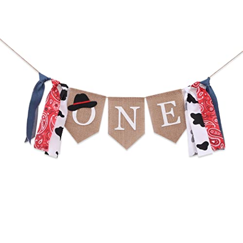 Cowboy 1st Birthday High Chair Banner - 1st Birthday Western Theme , Western Party Decorations , Smash Cake Photo Prop , Photo Decoration Props