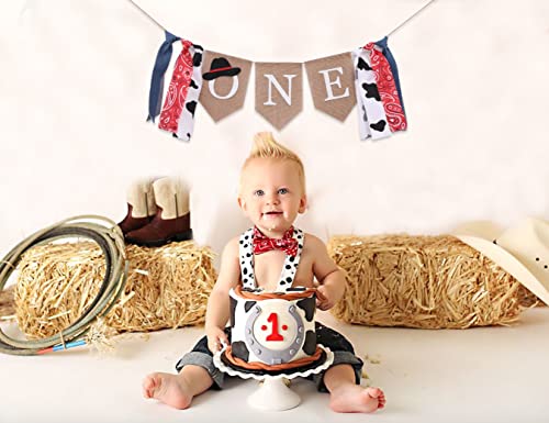 Cowboy 1st Birthday High Chair Banner - 1st Birthday Western Theme , Western Party Decorations , Smash Cake Photo Prop , Photo Decoration Props