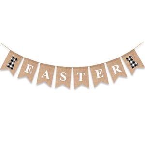 easter banner bunny burlap mantel garlands black white buffalo plaid bunting home decoration sign supplies