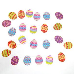 Cheerland 4 Packs Colorful Easter Egg Garland Kit Happy Easter Party Decorations Hanging Easter Egg Paper Cutout for Easter Brunch Décor Dinner Bunting Banner Photo Backdrop for Spring Fling