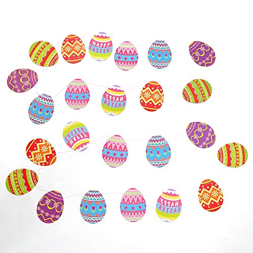 Cheerland 4 Packs Colorful Easter Egg Garland Kit Happy Easter Party Decorations Hanging Easter Egg Paper Cutout for Easter Brunch Décor Dinner Bunting Banner Photo Backdrop for Spring Fling
