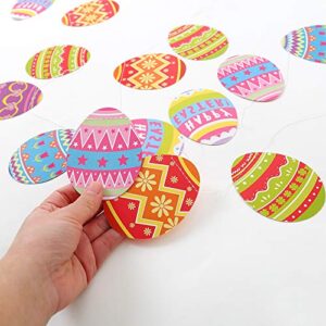 Cheerland 4 Packs Colorful Easter Egg Garland Kit Happy Easter Party Decorations Hanging Easter Egg Paper Cutout for Easter Brunch Décor Dinner Bunting Banner Photo Backdrop for Spring Fling