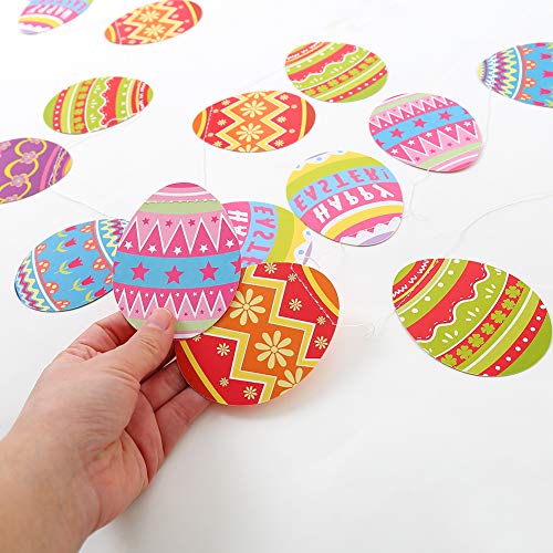 Cheerland 4 Packs Colorful Easter Egg Garland Kit Happy Easter Party Decorations Hanging Easter Egg Paper Cutout for Easter Brunch Décor Dinner Bunting Banner Photo Backdrop for Spring Fling