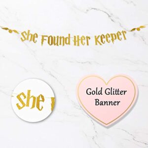 Gold Glitter Bachelorette Party Banner Decorations - Bridal Shower Hen Party Decorations Supplies, Wedding Party Decoration, Gold Glitter Banner | She Found Her Keeper
