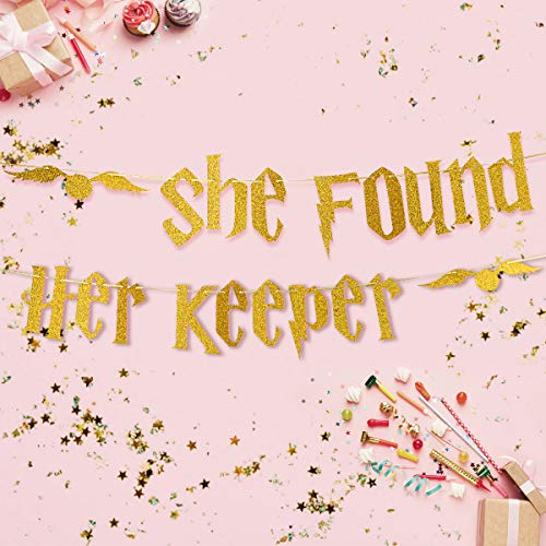 Gold Glitter Bachelorette Party Banner Decorations - Bridal Shower Hen Party Decorations Supplies, Wedding Party Decoration, Gold Glitter Banner | She Found Her Keeper
