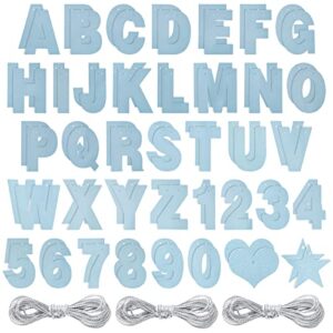 blue glitter custom banner kit with 3x letters set, 2x numbers 0-9, 10 hearts, 10 stars, diy pennant garland for birthday party decorations, wedding supplies (125 pcs)