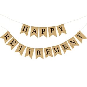 crownos happy retirement banner burlap women men retirement banner for retirement party decorations