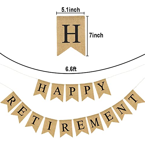 CROWNOS Happy Retirement Banner Burlap Women Men Retirement Banner for Retirement Party Decorations