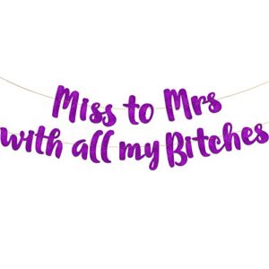 miss to mrs classy & sassy bachelorette purple glitter banner – bachelorette party decorations, favors and supplies