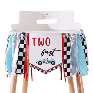 two fast birthday banner – race car 2nd birthday high chair banner, race car theme birthday decoration, vintage race car 2nd birthday decor, retro race car two sign