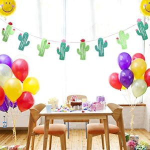 9.8ft Fiesta Cactus Banner Cactus Party Decorations Bachelorette Graduation Party Garland Backgound String Cactus Glitter Green for Kids Birthday Summer Tropical Wedding Taco Cinco De Mayo Party Decor Favor llama Luau Hawaii Decorations