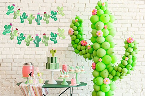 9.8ft Fiesta Cactus Banner Cactus Party Decorations Bachelorette Graduation Party Garland Backgound String Cactus Glitter Green for Kids Birthday Summer Tropical Wedding Taco Cinco De Mayo Party Decor Favor llama Luau Hawaii Decorations