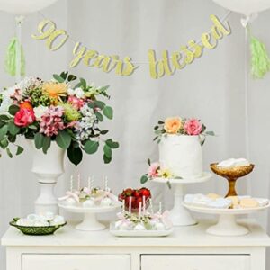 90 Years Blessed Banner - 90th Birthday Banner,90th Birthday Banner Party Decorations,90th Anniversary Banner,90 Birthday Banner Sign