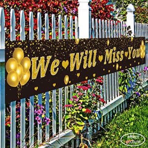 Ushinemi We Will Miss You Banner, Farewell, Going Away, Goodbye, Retirement Party Decorations, 9.8x1.6 Feet