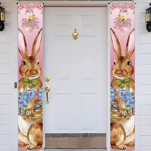 Happy Easter Decorations Easter Bunny Font Porch Weclome Sign Easter Rabbit Banner Religious Jesus Easter Decoration and Supplies for Home Party